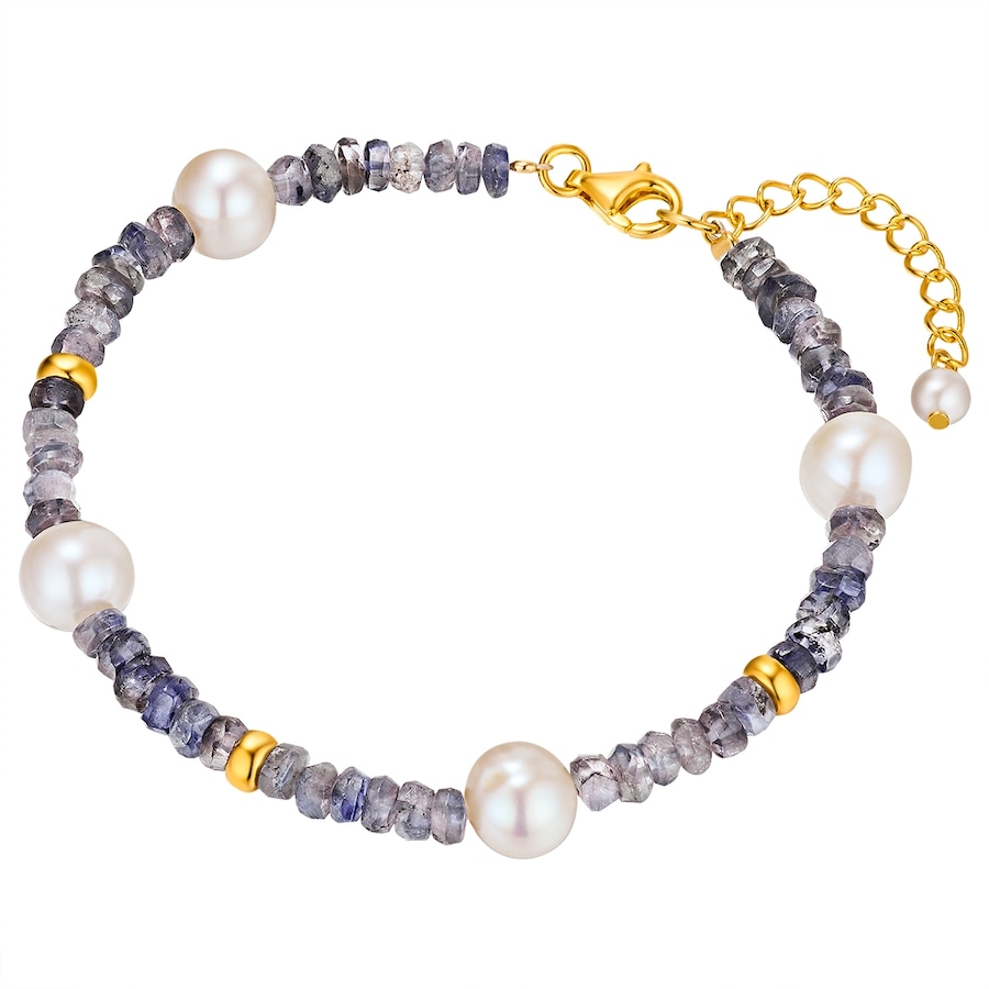 Valero Pearls Armband Sterling zilver Kyaniet Gekweekte zoetwaterparels in Geelgoud