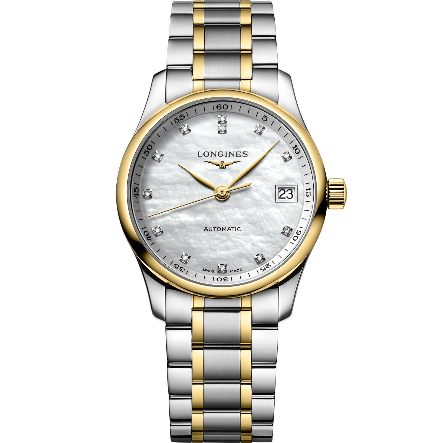 Longines master collection date met diamant steel gold 34mm