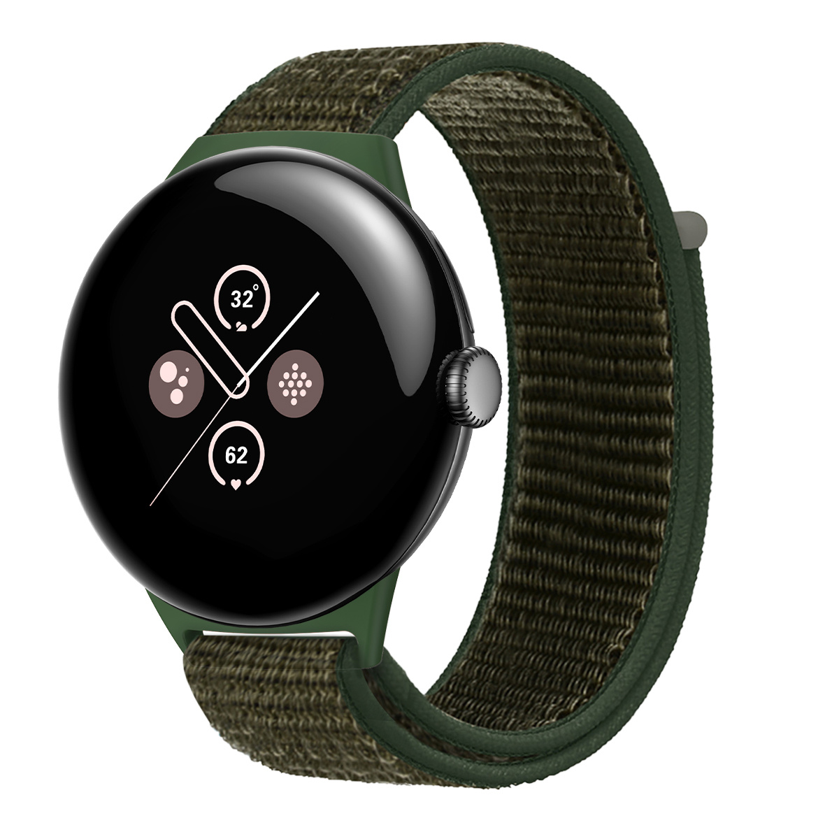 Strap-it Google Pixel Watch 3 - 45mm nylon bandje (legergroen)