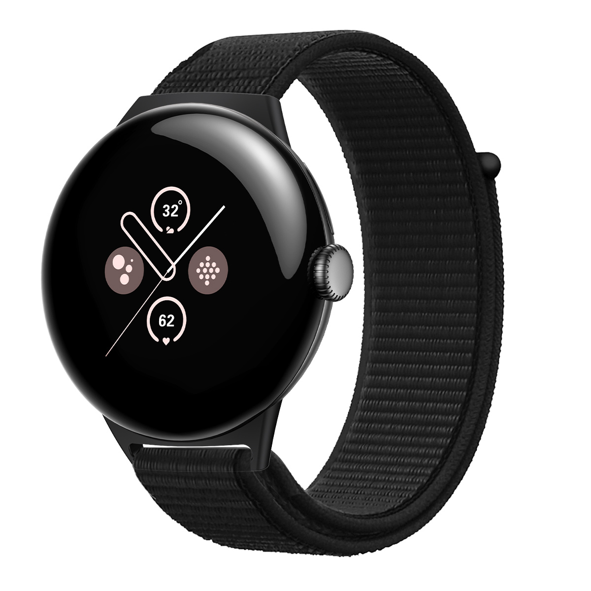 Strap-it Google Pixel Watch 3 - 45mm nylon bandje (zwart)