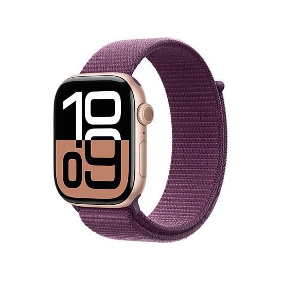 Apple Watch Series 10 GPS 42mm Aluminium Case met Plum Sport Loop Smartwatch Roze