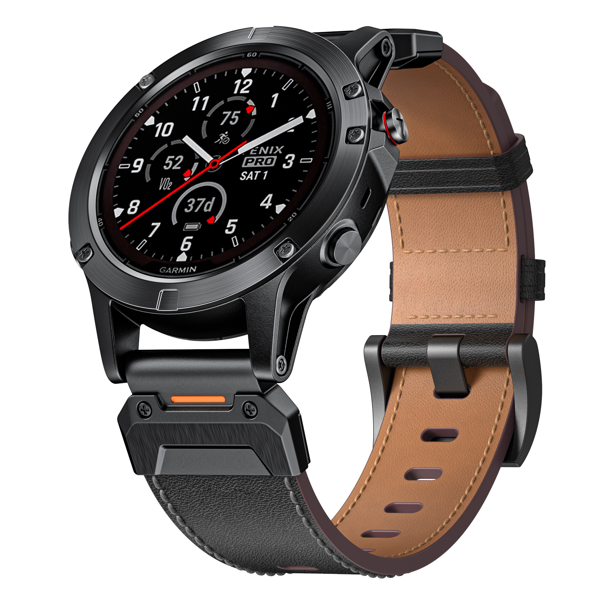 Strap-it Garmin Fenix 5x / 6x genuine leren bandje (zwart)