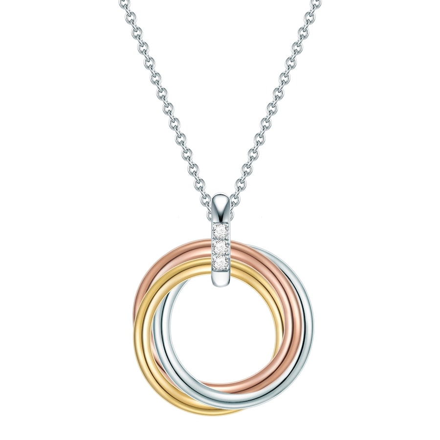 Lulu & Jane Ketting Sterling zilver Diamant in Zilver/geelgoud/roségoud