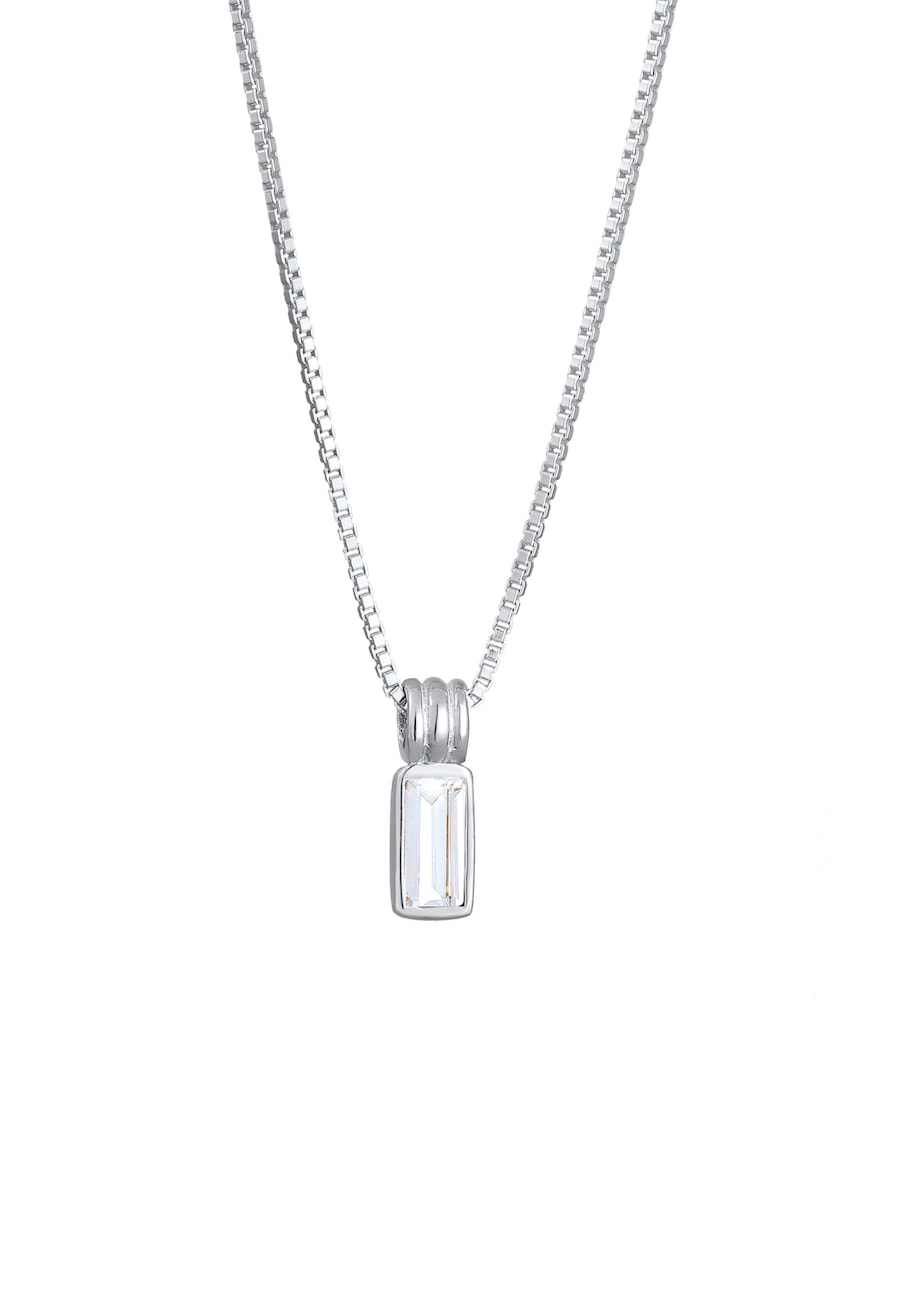 KUZZOI Ketting met hanger Heren rechthoek Box Chain Topaz Emerald Cut Wit 925 Sterling Zilver Party / New Year's Eve 50 cm Zilver