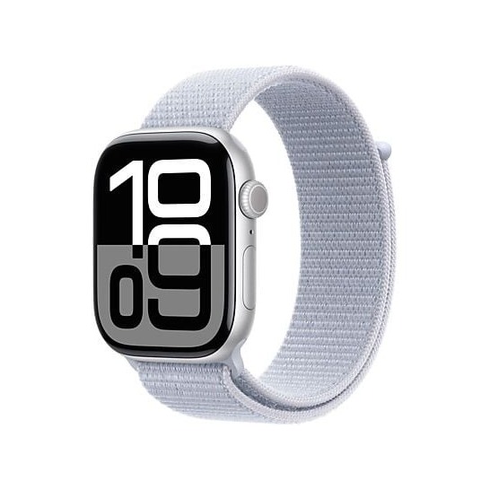 Apple Watch Series 10 GPS 42mm Aluminium Case met Blue Cloud Sport Loop Smartwatch Zilver