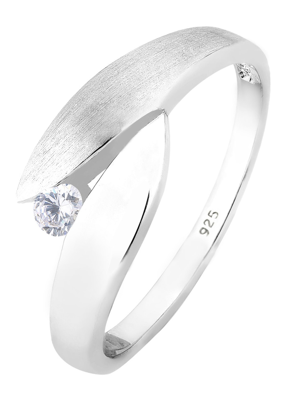 Elli Dames Solitaire Wikkelring met Zirkonia Kristallen in 925 Sterling Zilver Wit