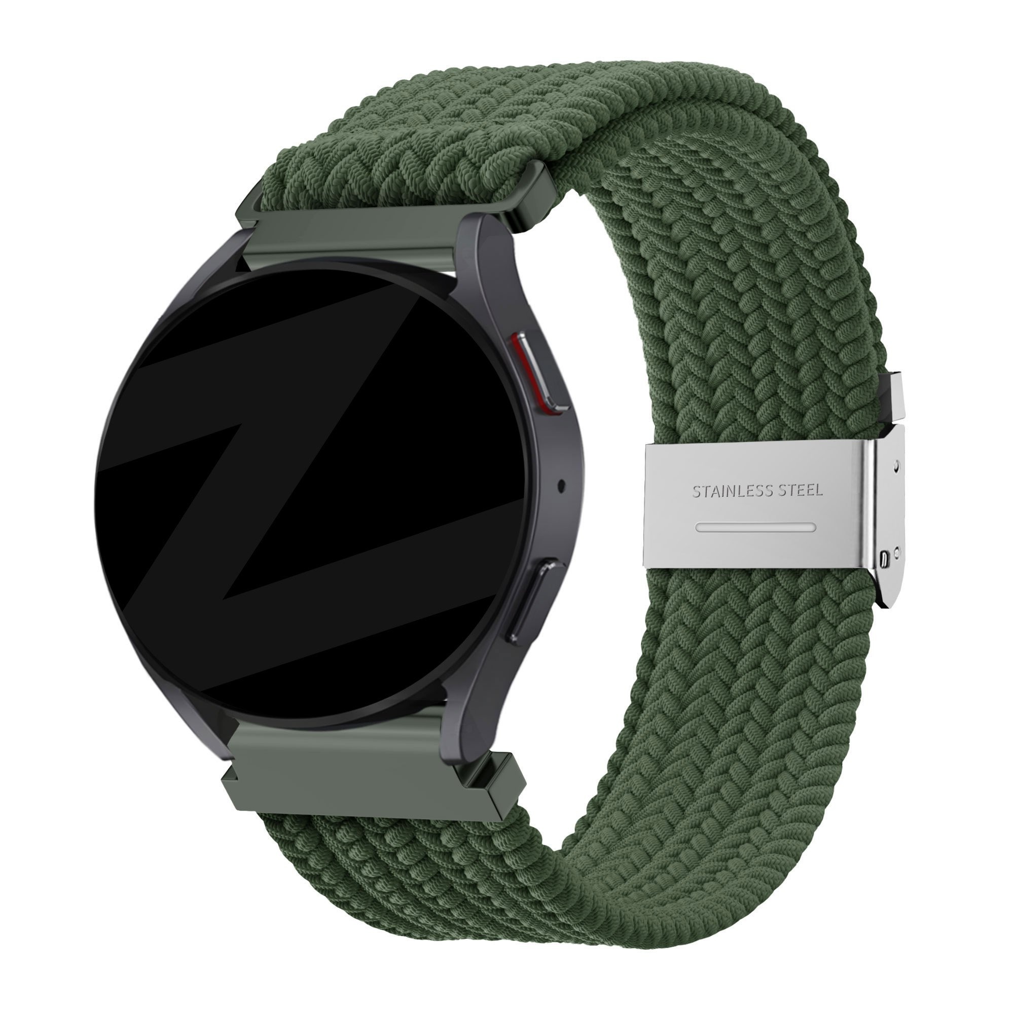 Bandz Honor Watch GS 4 gevlochten nylon band (olijfgroen)