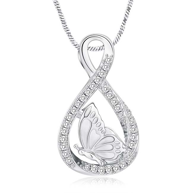 Urnwebshop Assieraad Infinity Vlinder Zirkonia, met Slangencollier