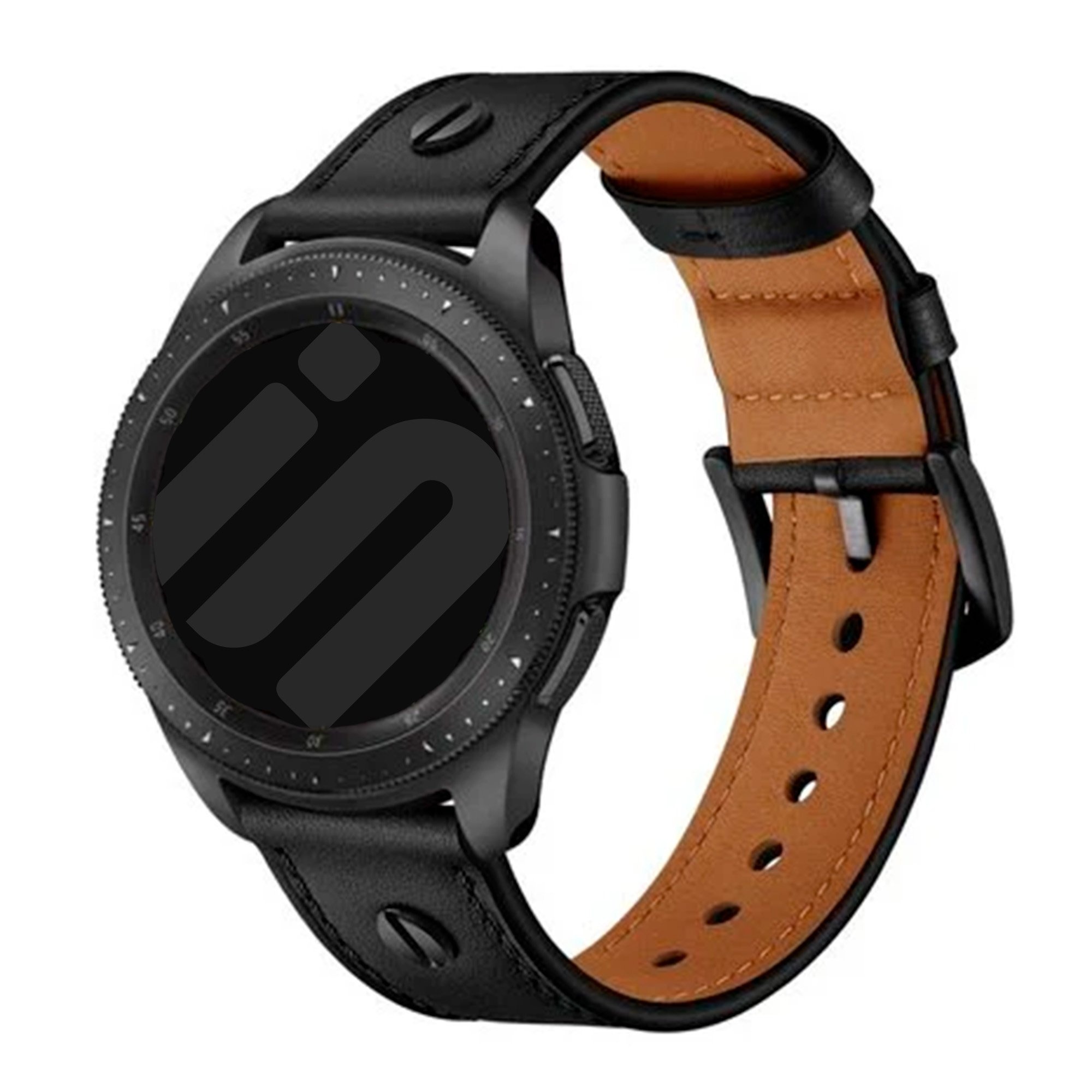 Strap-it Honor Watch GS 3 geschroefde leren bandje (zwart)