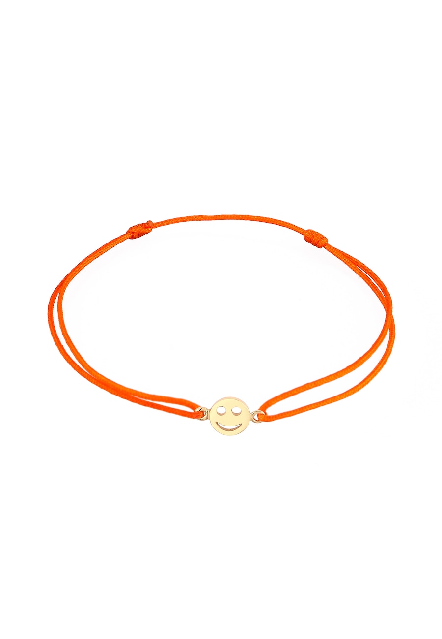 Elli Dames Lachend Gezicht Symbool met Nylon Rood in 925 sterling zilver verguld