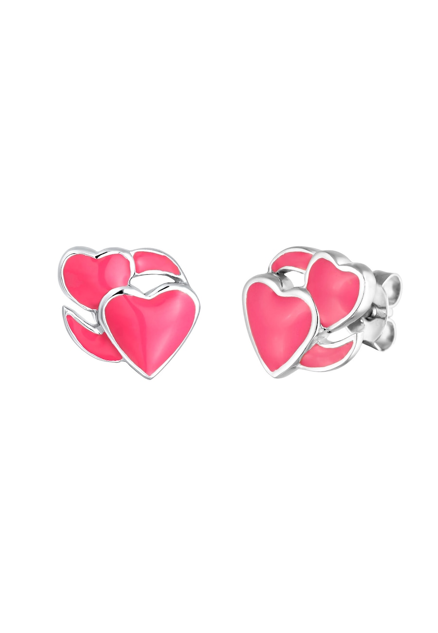 Elli Dames oorsteker emoji hart met emaille in 925 sterling zilver