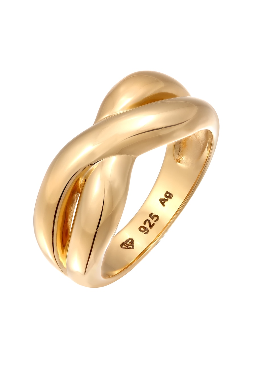 Elli PREMIUM Ring zonder Stenen Dames Kruis 925 Sterling Silver Gold-plated Feest / Oud en Nieuw Goud Goud