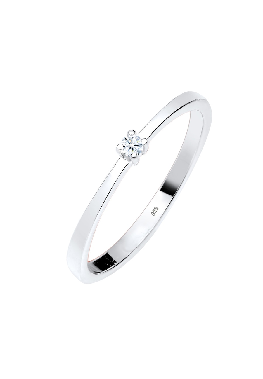 Elli DIAMONDS Dames Verlovingsring met Diamant (0,03 ct) in 925 Sterling Zilver Wit