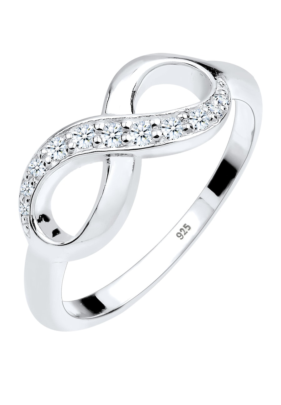 Elli DIAMONDS Dames Oneindigheidssymbool met Diamant (0.125 ct.) Liefde in 925 Sterling Zilver Wit