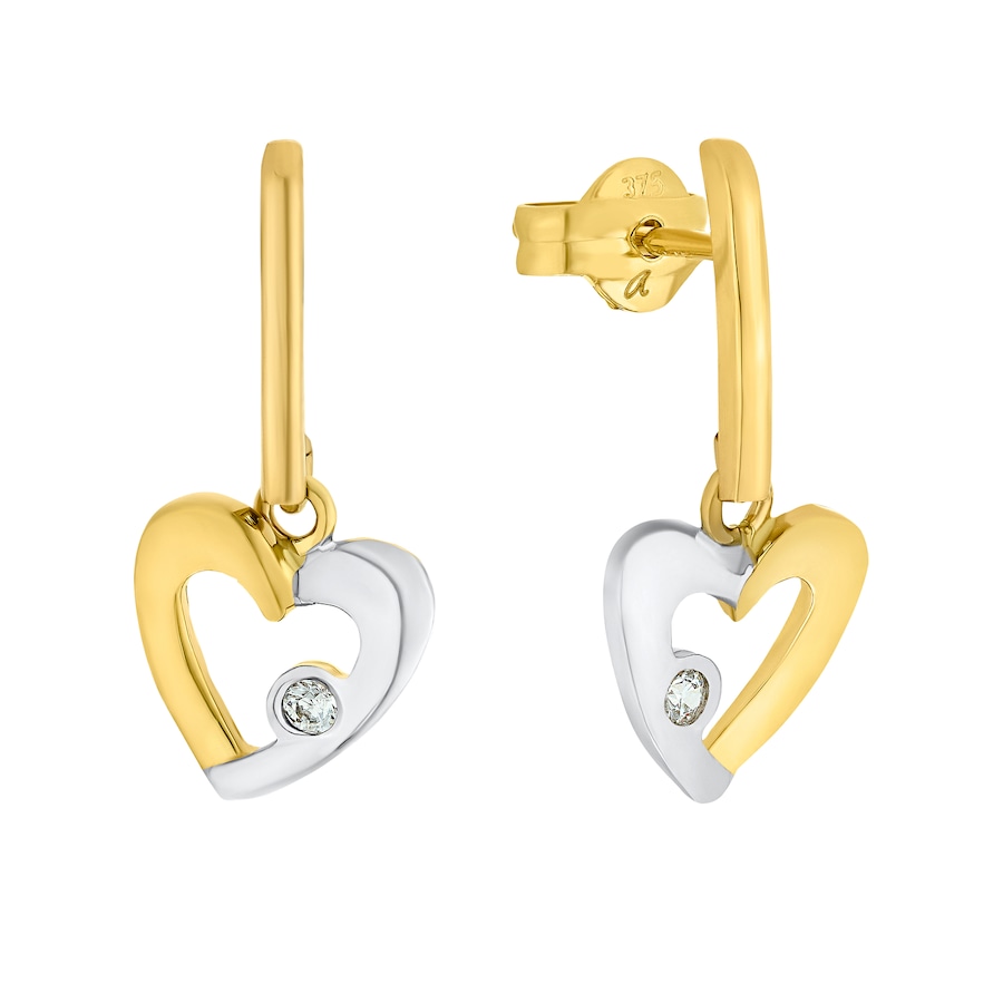 Amor Oorbellen voor dames, goud 375, zirkonia synth. | hart