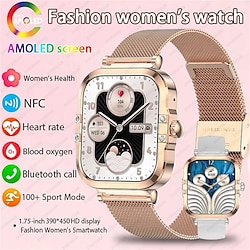 Light in the box hk82 mode dames smart watch amoled hd scherm bluetooth bellen polsband meisje sport fitness tracker dames smartwatch