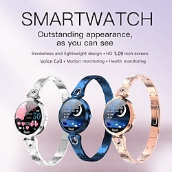 Light in the box AK15 Slimme horloge 1.08 inch(es) Smart horloge Bluetooth Stappenteller Gespreksherinnering Activiteitentracker Compatibel met: Android iOS Dames Waterbestendig IP 67 38 mm horlogekast