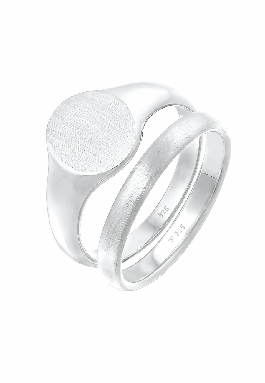 KUZZOI Heren zegelring ring set Basic Minimal Trend in 925 Sterling Zilver