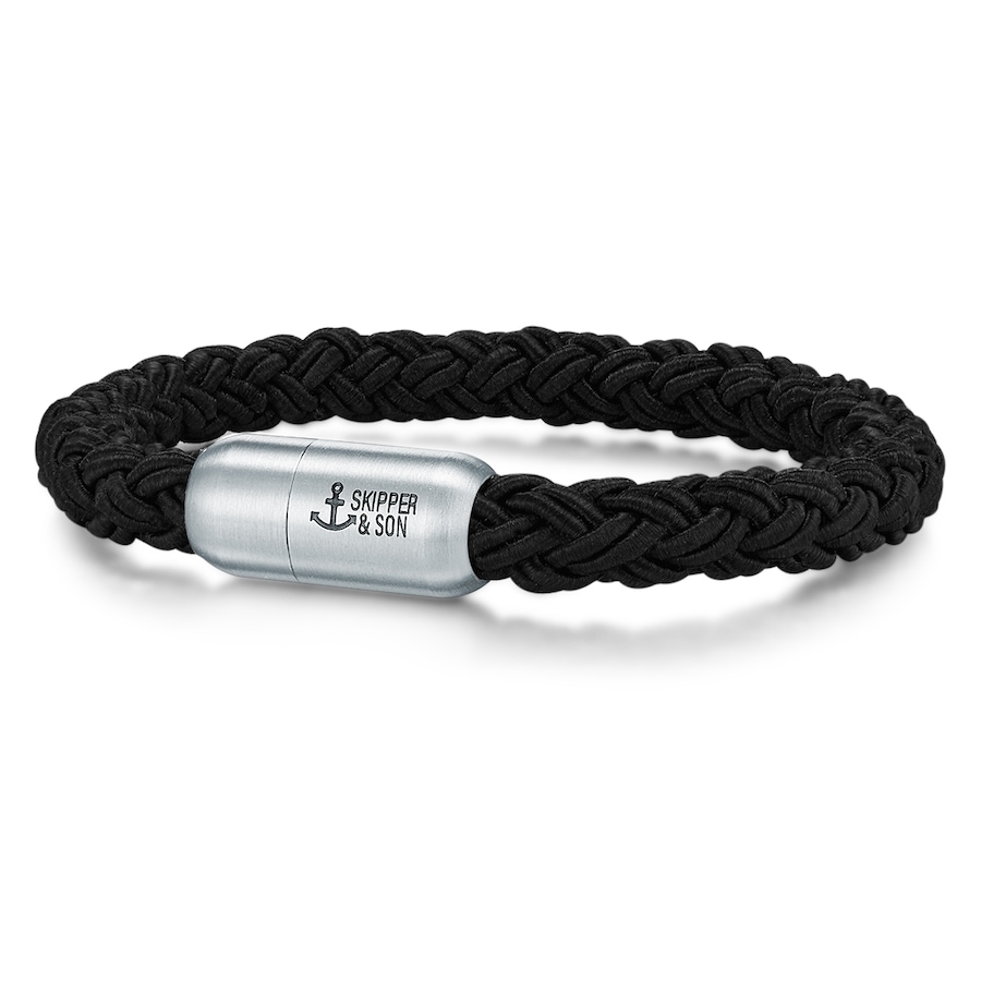 Skipper & Son Edelstaal armband Nylon in Zwart