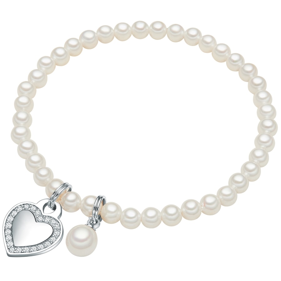 Lulu & Jane Armband Hart Messing Zirkonia Schelpparels in Zilver