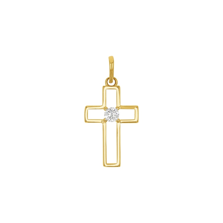 Amor Hanger met motief voor dames, goud 375, zirkonia synth. | kruis