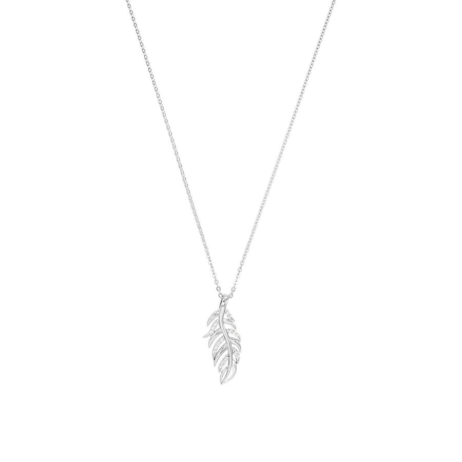 Amor Ketting met hanger voor dames, 925 Sterling zilver, zirkonia synth. | Blad