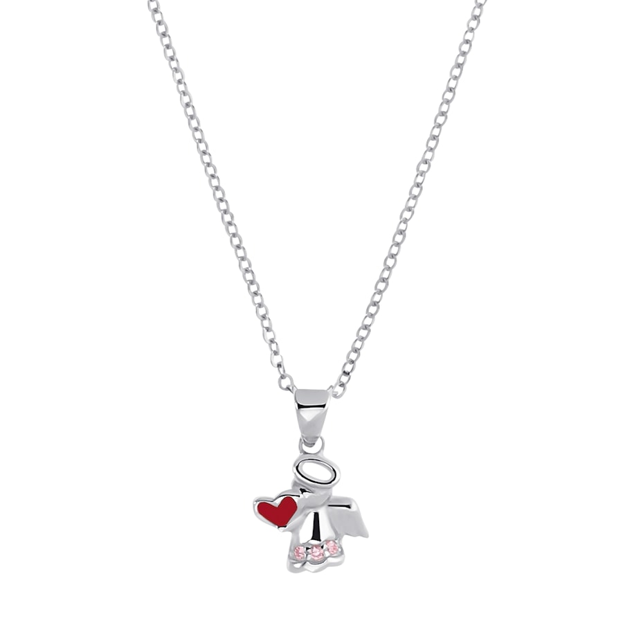 Amor Ketting met hanger voor meisjes, 925 Sterling zilver, zirkonia synth. | Engel/hart