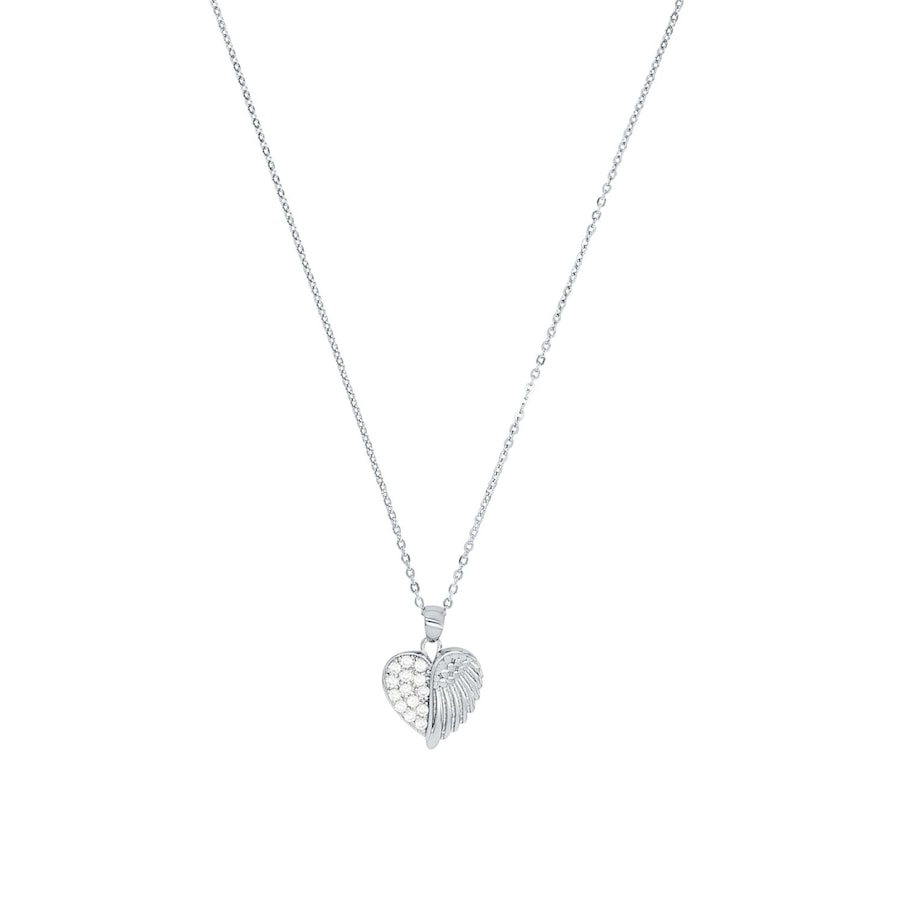 Amor Ketting met hanger voor dames, 925 Sterling zilver, zirkonia synth. | Hart met vleugels