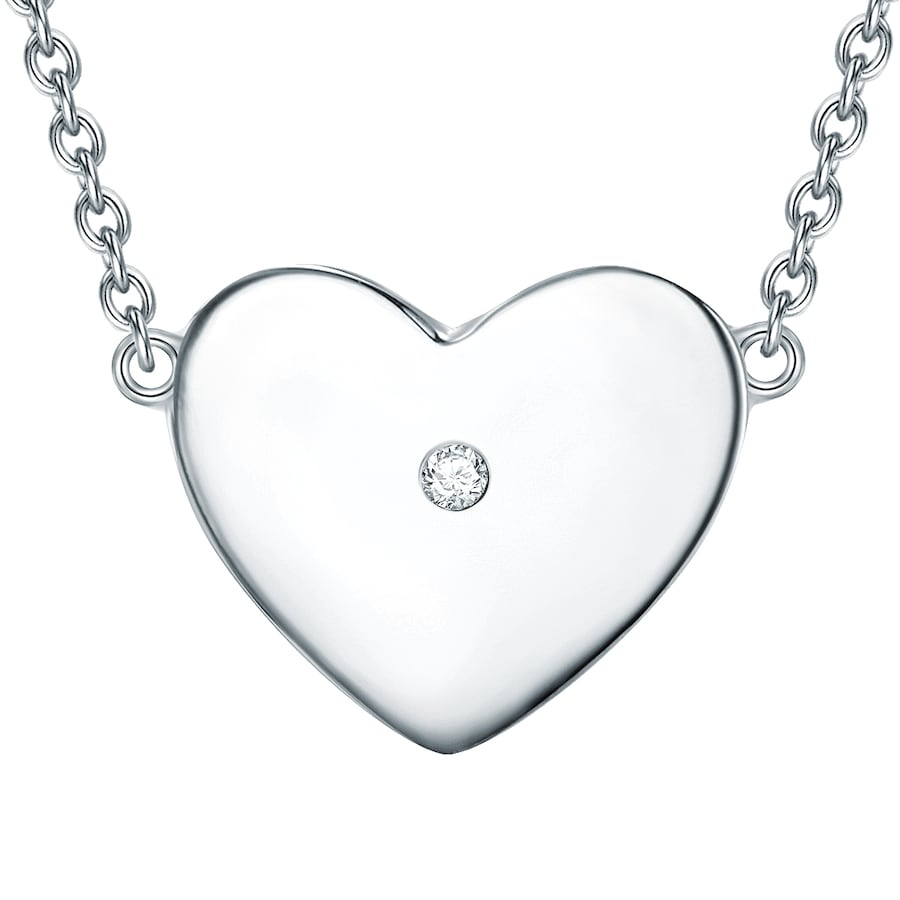 Lulu & Jane Ketting Hart Sterling zilver Diamant in Zilver