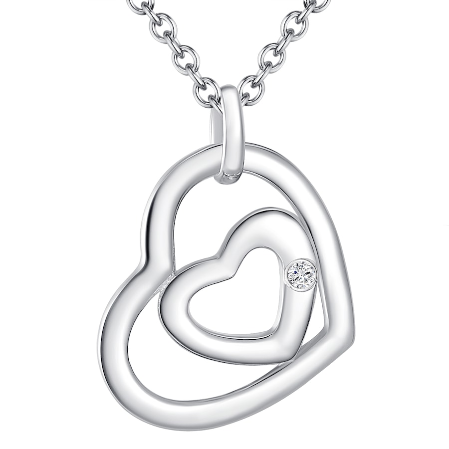 Lulu & Jane Ketting Hart Sterling zilver Diamant in Zilver