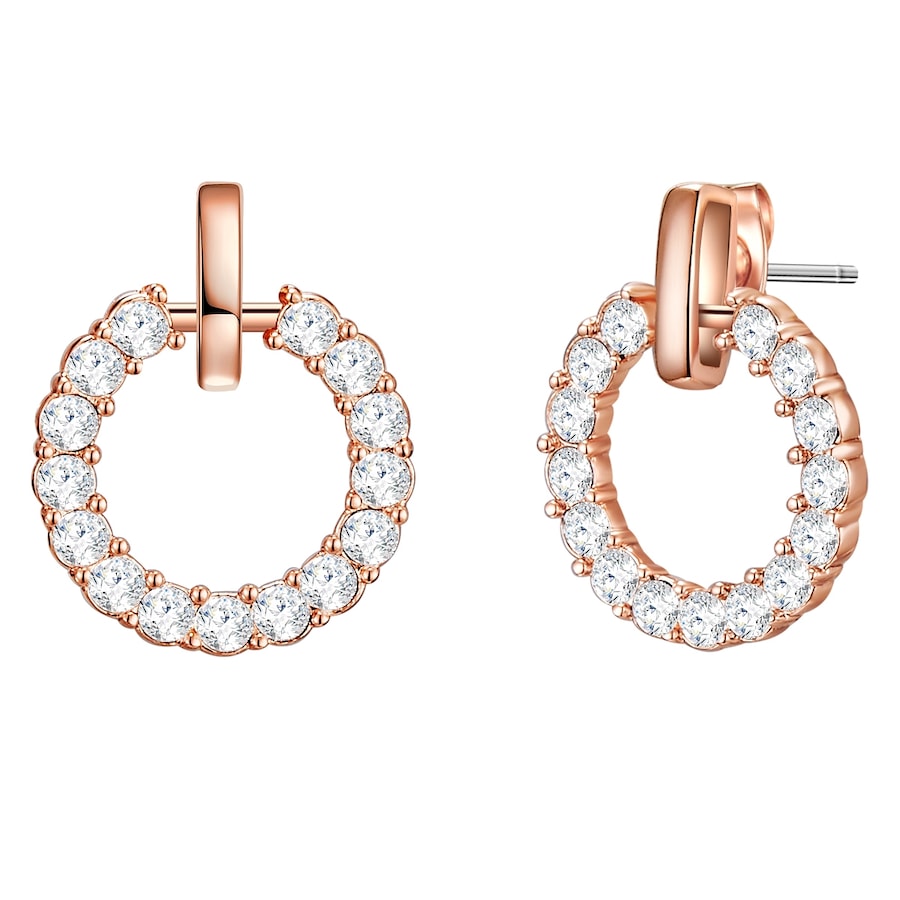 Lulu & Jane Stud earring with Swarovski crystals Cirkel Messing Embellished with Swarovski crystals in Roségoud