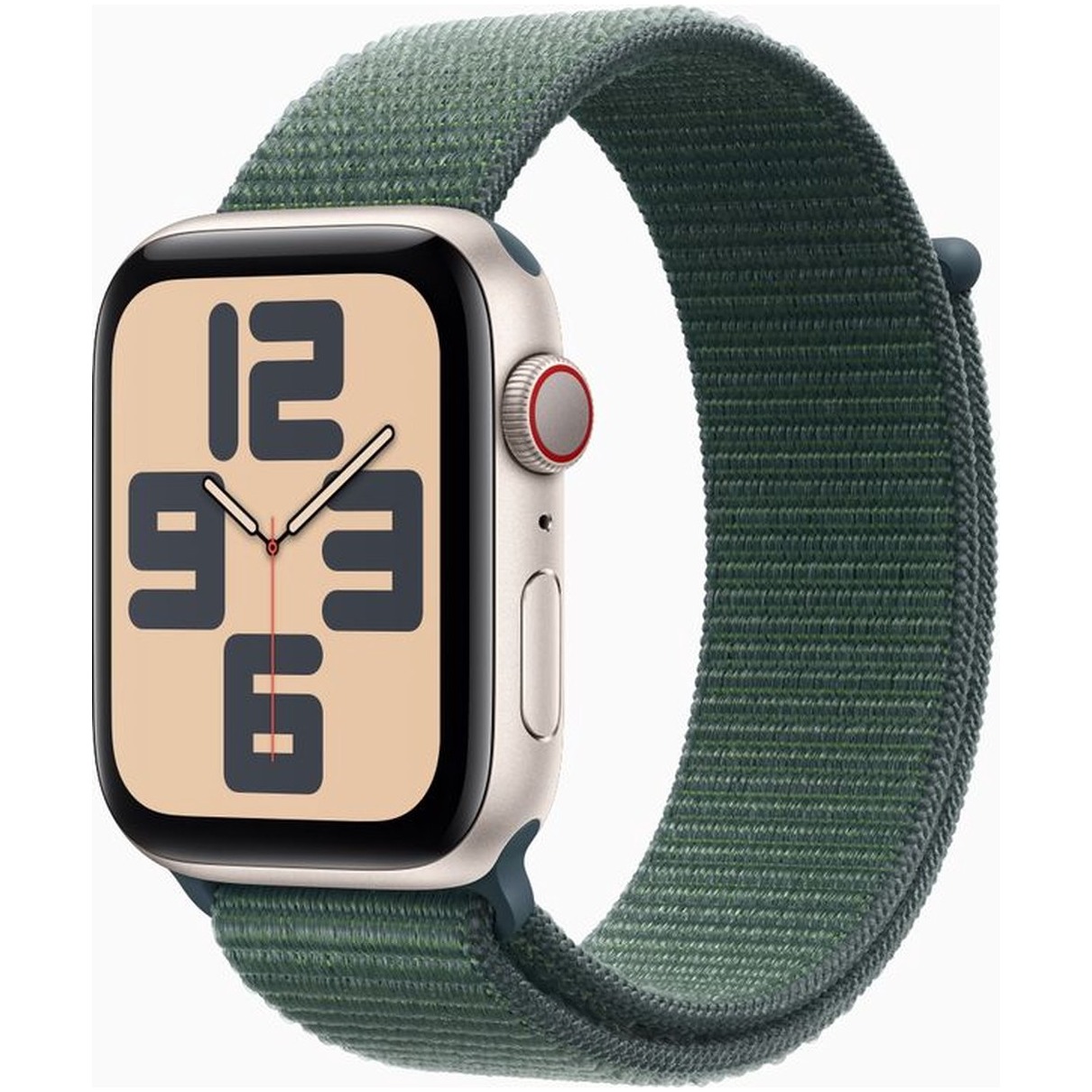 Apple Watch SE GPS + Cellular 40mm Aluminium Case met Lake Green Sport Loop Smartwatch Grijs