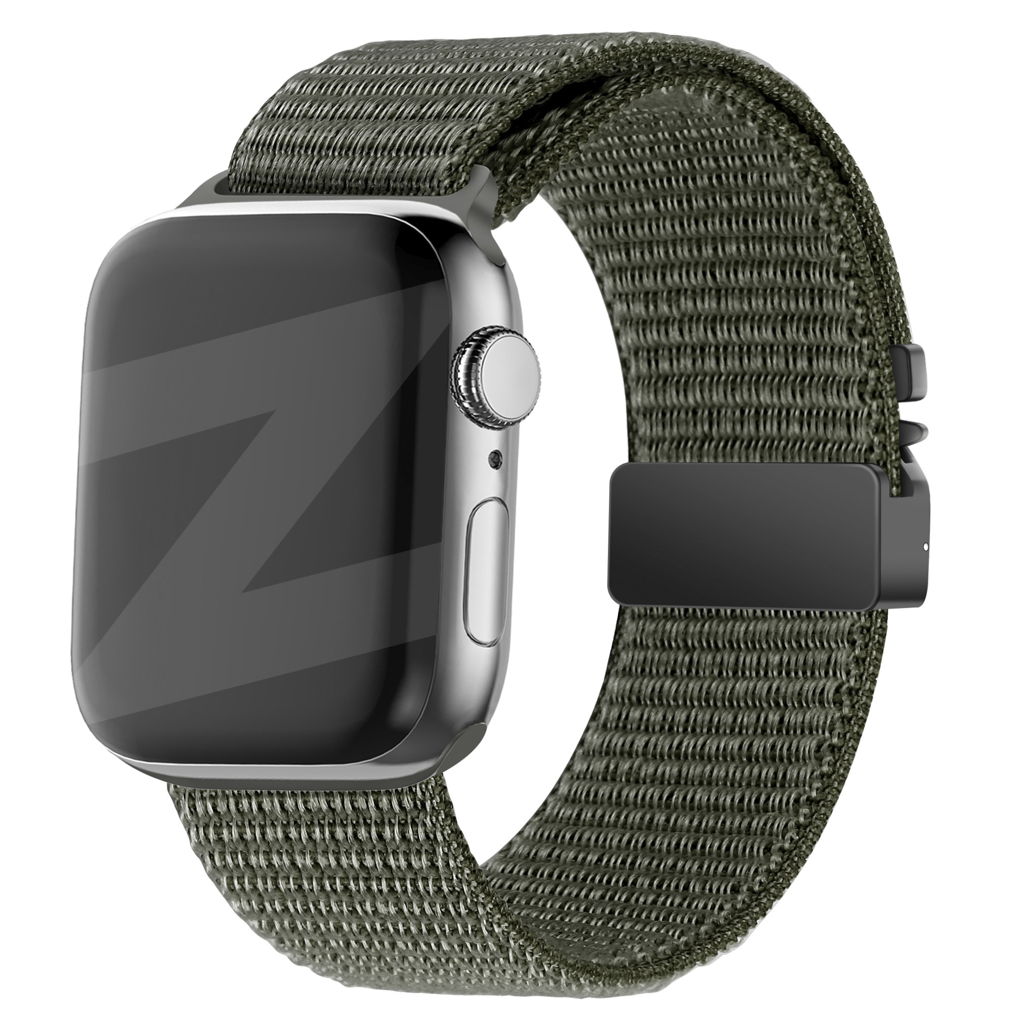 Bandz Apple Watch nylon band 'Classic' met P-buckle (legergroen)