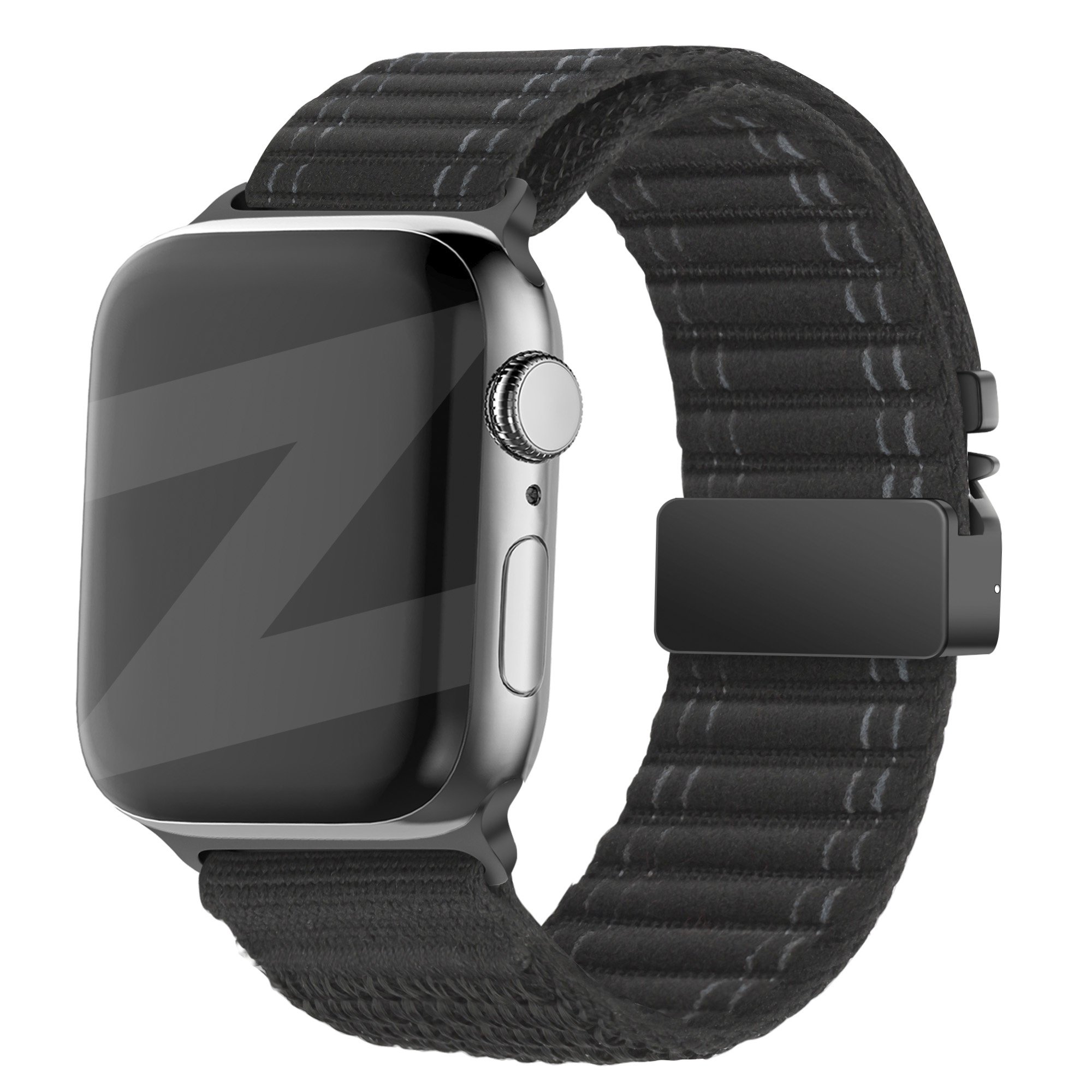 Bandz Apple Watch nylon band 'Deluxe' met P-buckle (zwart)