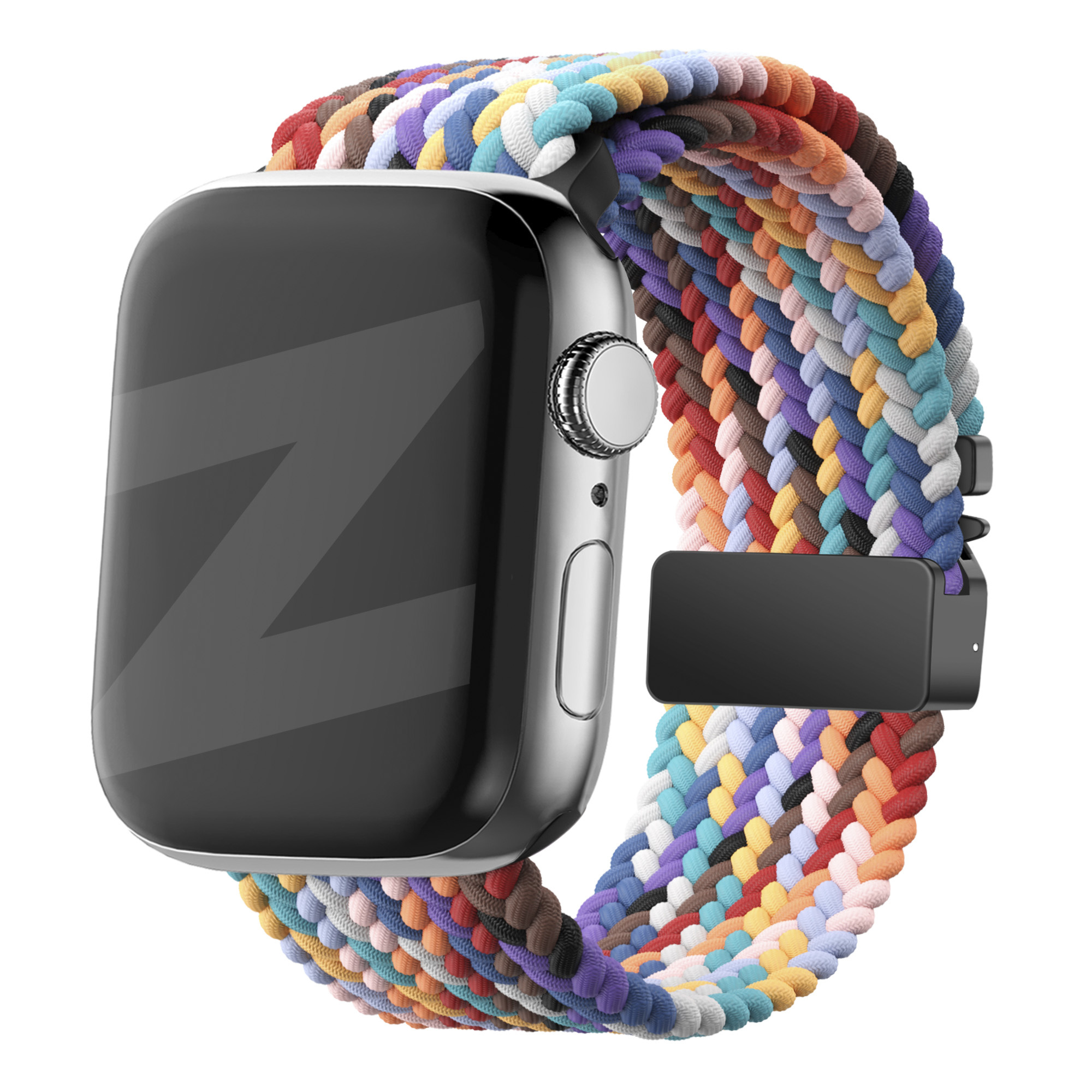 Bandz Apple Watch gevlochten nylon band met P-buckle (regenboog)