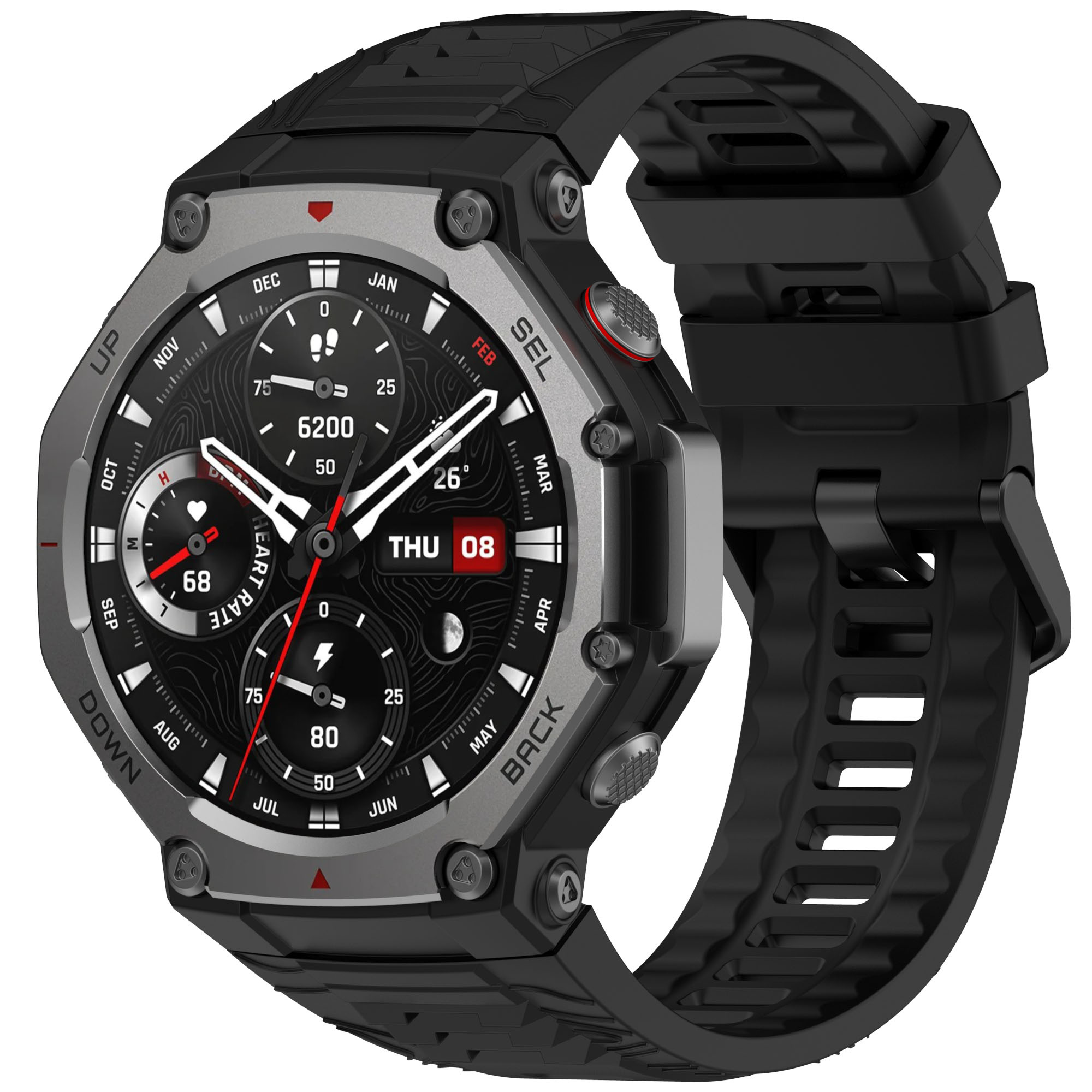 Strap-it Amazfit T-Rex 3 siliconen bandje (zwart)