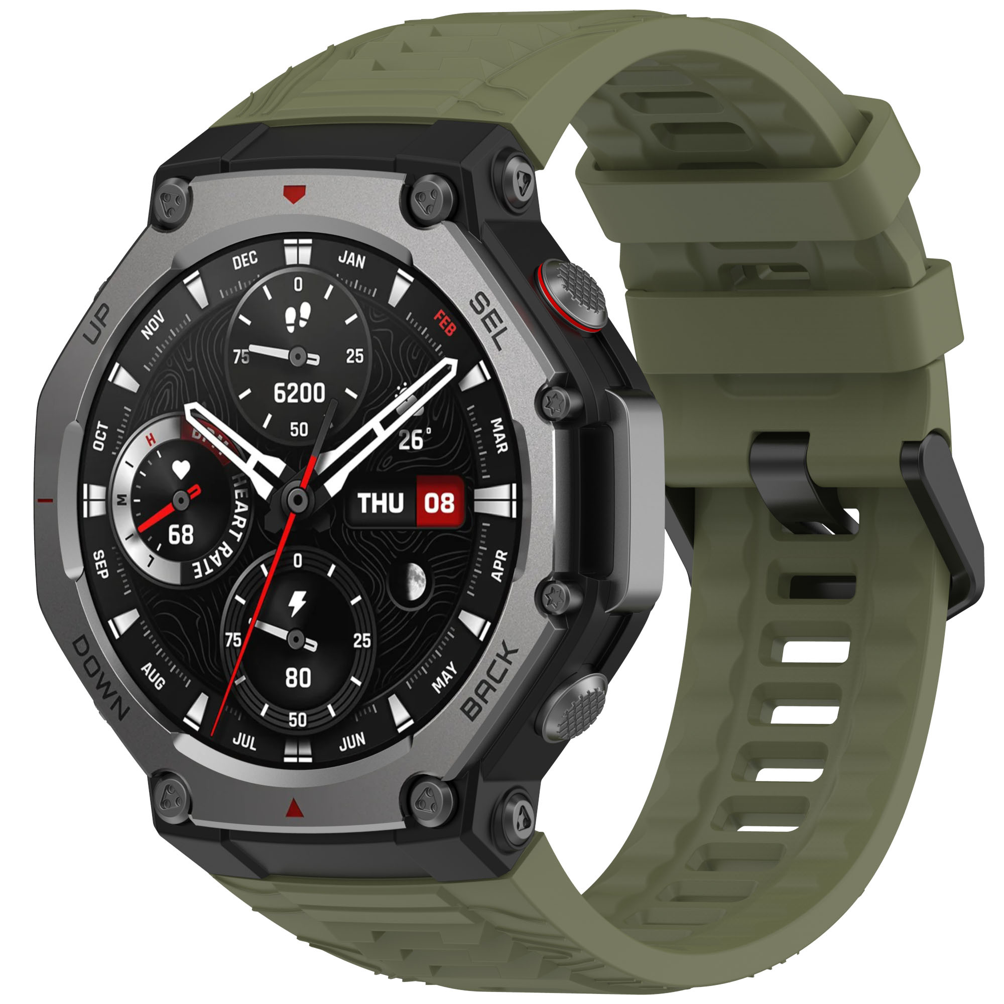 Strap-it Amazfit T-Rex 3 siliconen bandje (donkergroen)