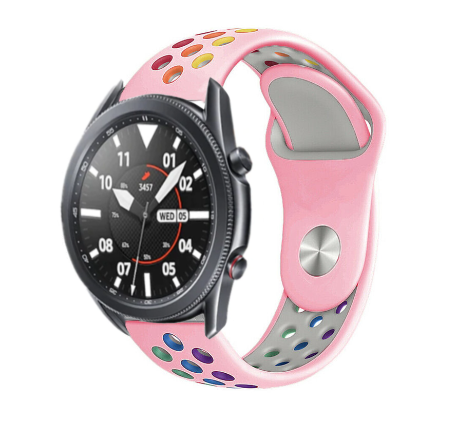 Strap-it Samsung Galaxy Watch 3 sport band 45mm (roze/kleurrijk)