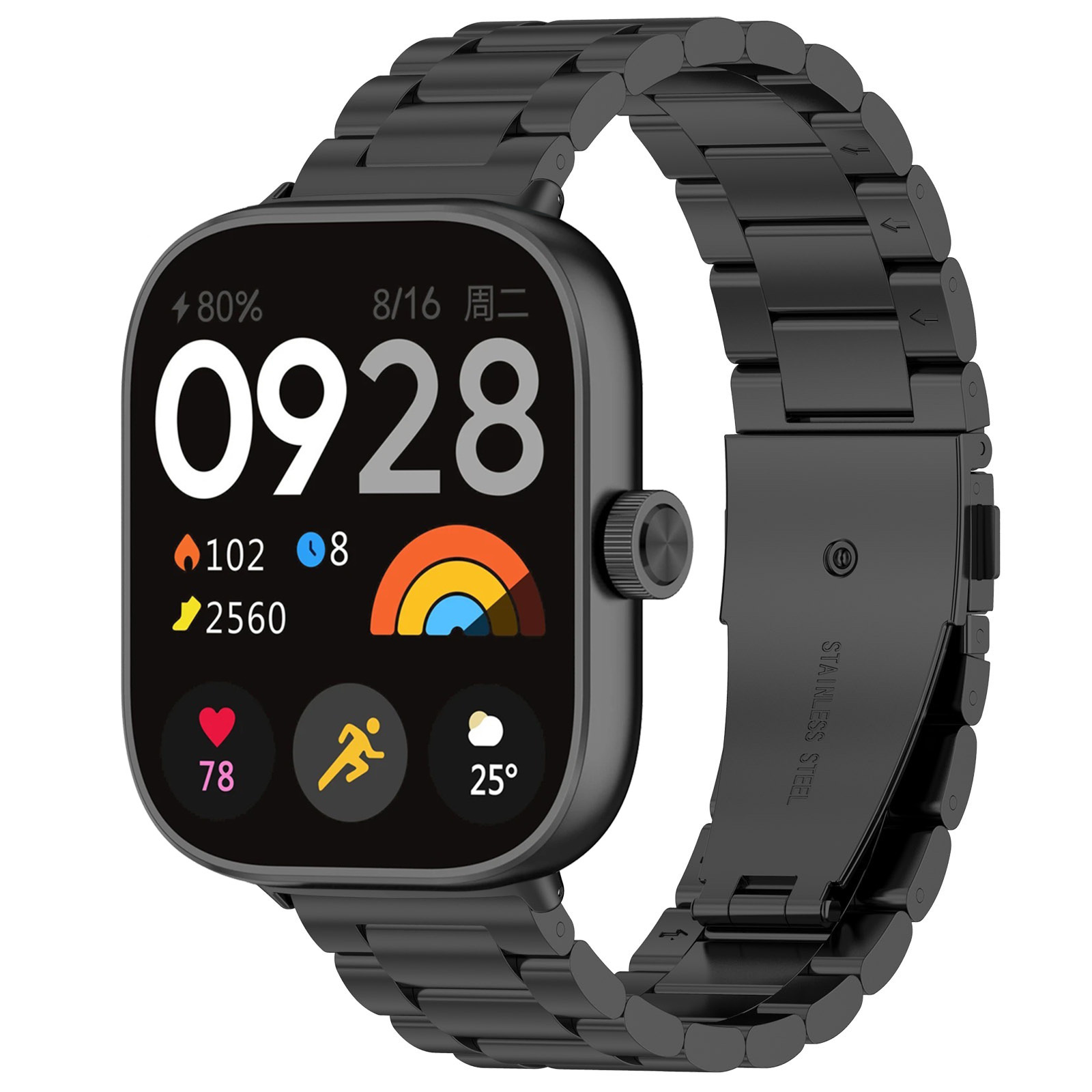 Strap-it Xiaomi Smart Band 9 Pro stalen band (zwart)