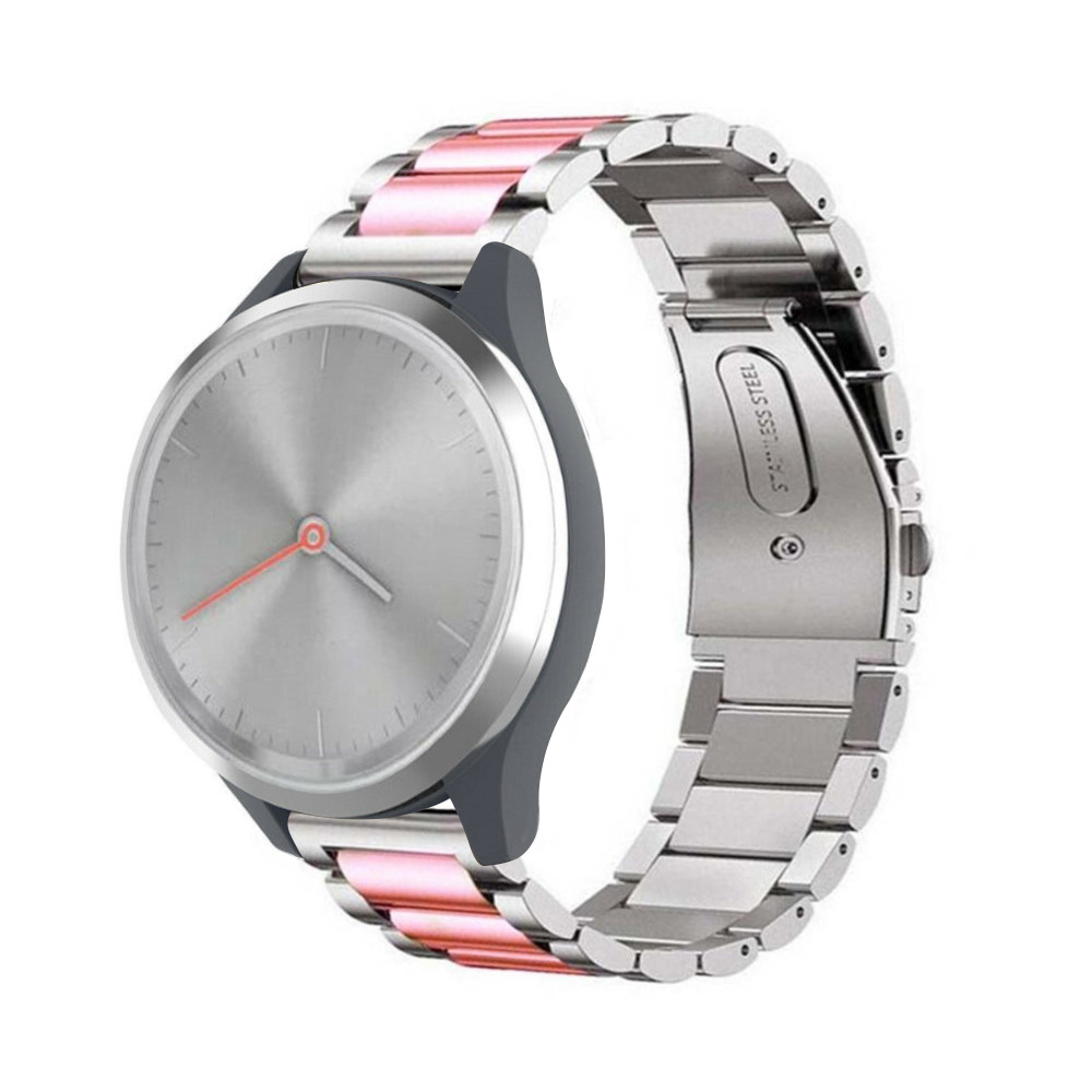 Strap-it Garmin Vivomove 3s stalen band - 39mm  - zilver/roze