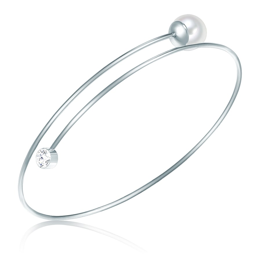 Lulu & Jane Armband Messing Glas kristal Schelpparels in Zilver