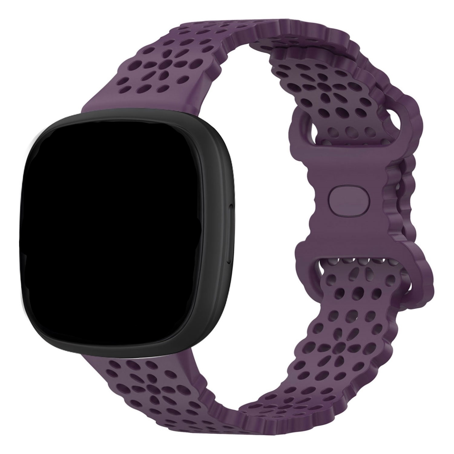 Strap-it Fitbit Versa 4 siliconen bandje met patroon (paars)