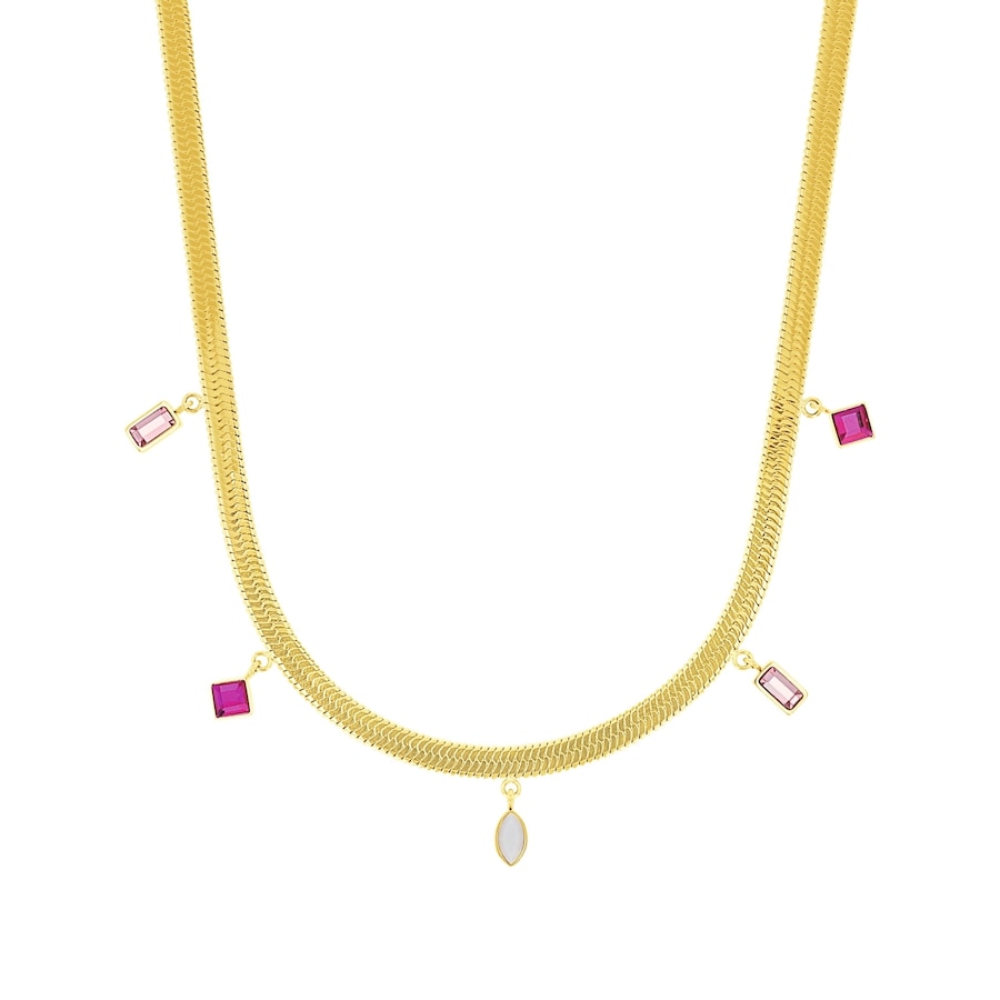 Amor Ketting met hanger voor dames, roestvrij staal, glas, synthetische edelsteen
