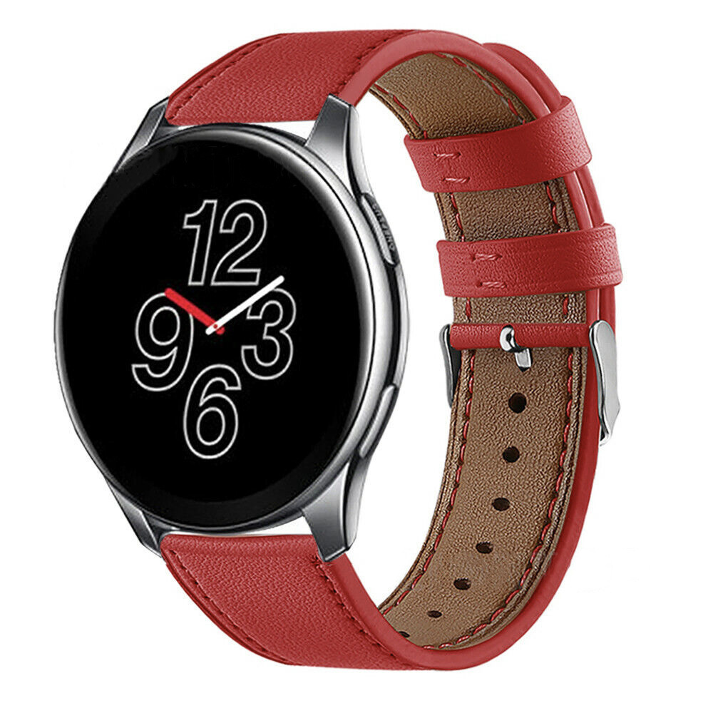 Strap-it OnePlus Watch 3 leren bandje (rood)