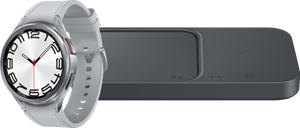 Samsung Galaxy Watch 6 Classic Zilver 47mm +  Duo Draadloze Oplader