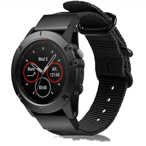 Strap-it Garmin MARQ nylon gesp band (zwart)