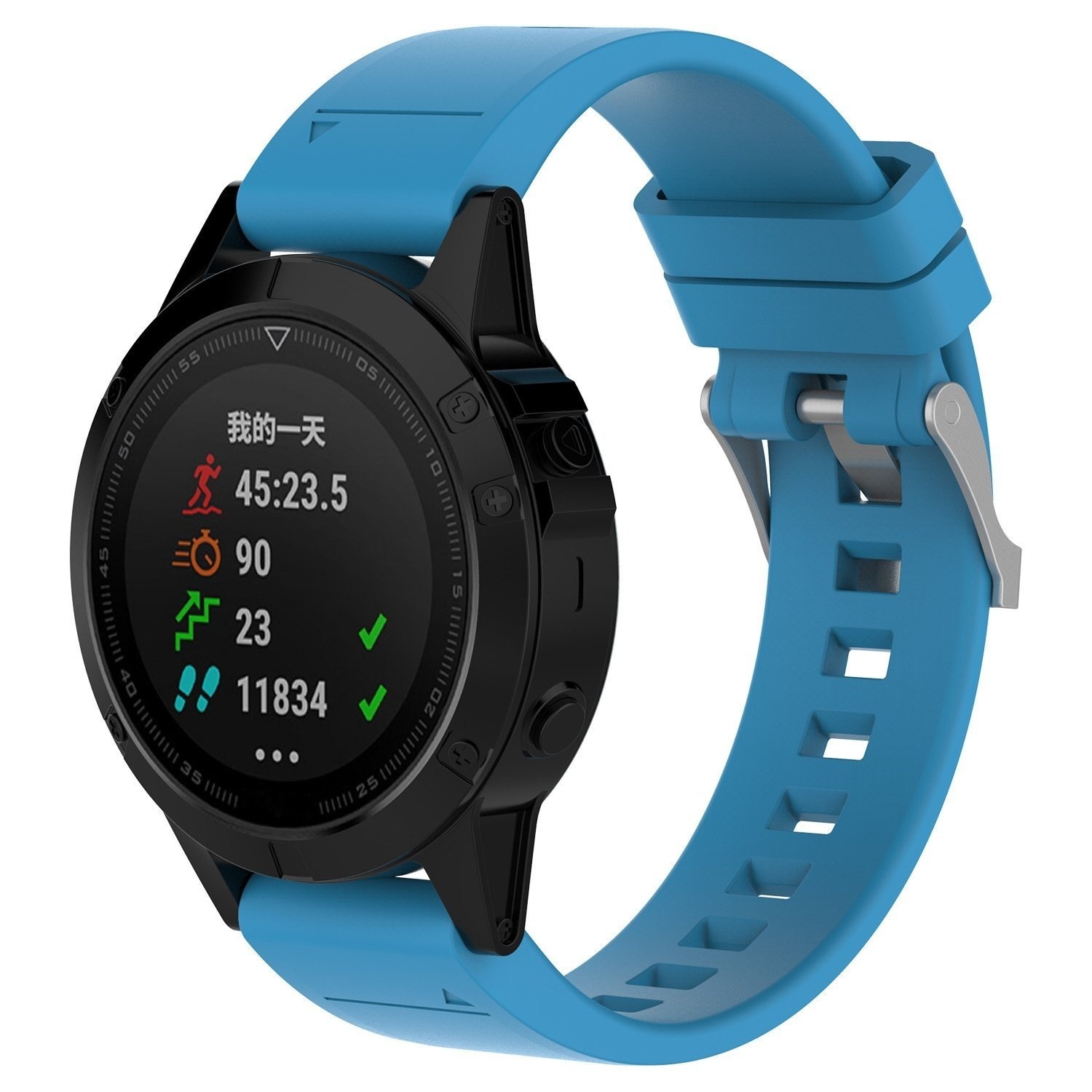 Strap-it Garmin MARQ glossy silicone band (lichtblauw)