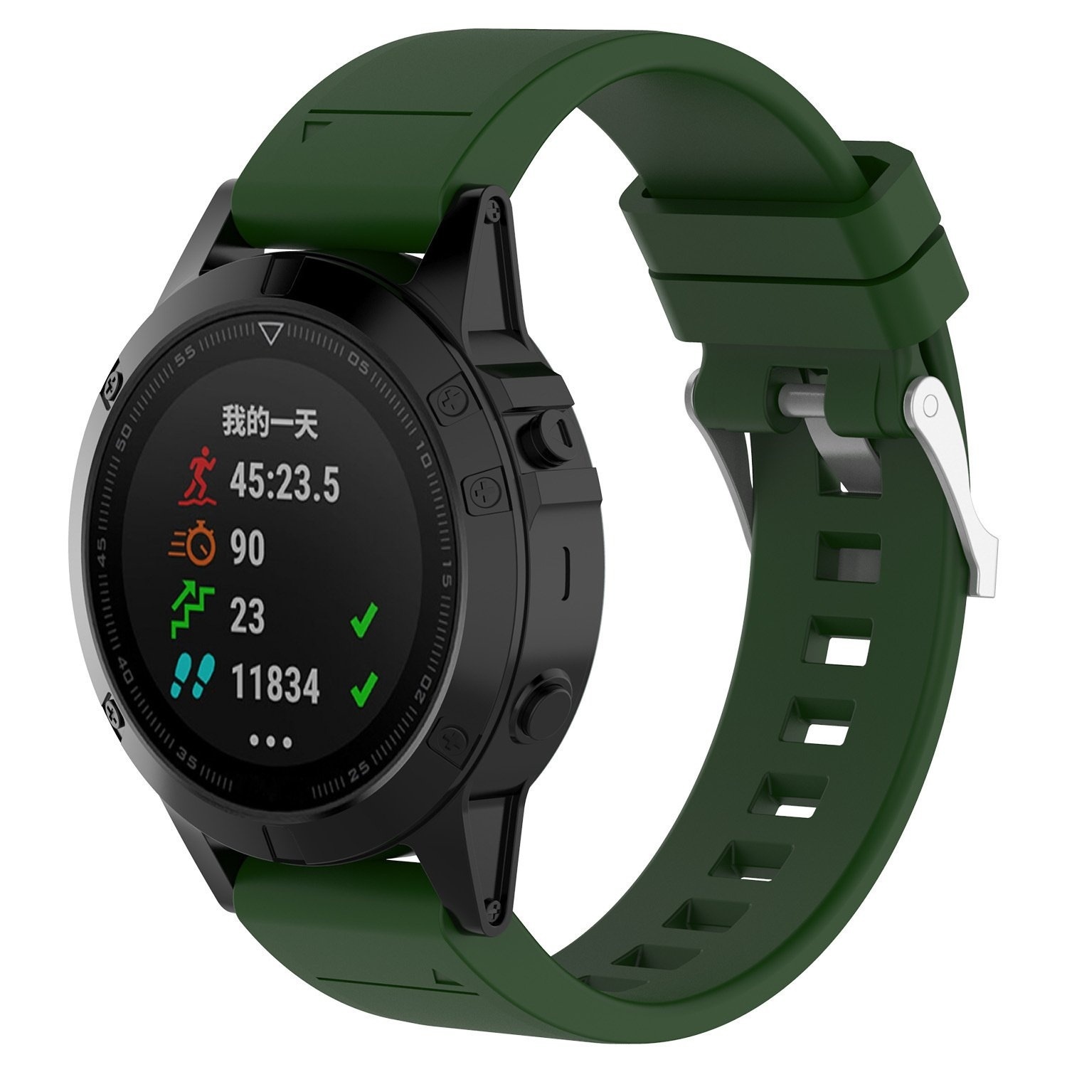 Strap-it Garmin MARQ glossy silicone band (legergroen)