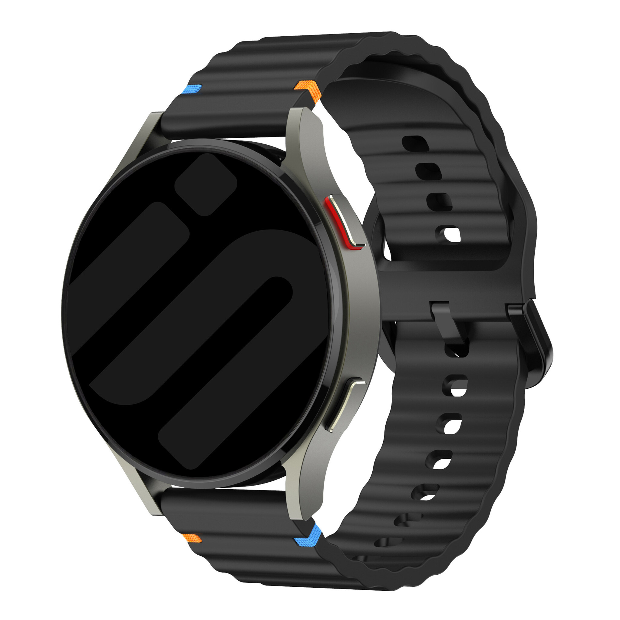 Strap-it Amazfit Bip 6 wave siliconen bandje (zwart)