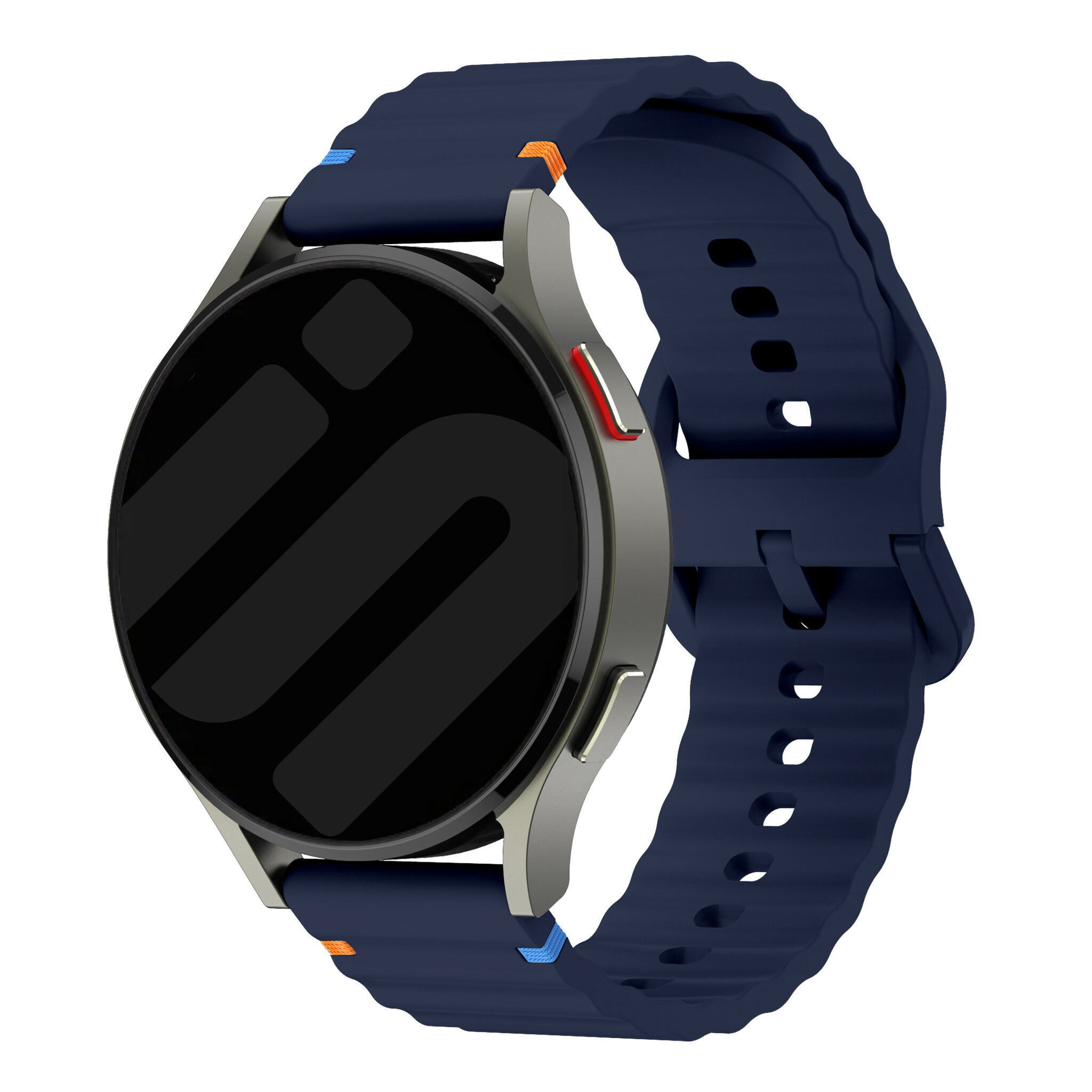 Strap-it Amazfit Bip 6 wave siliconen bandje (donkerblauw)